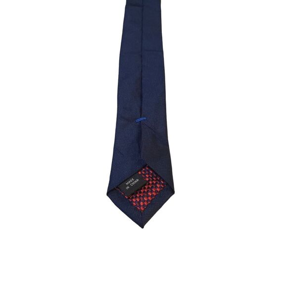 Saks Fifth Avenue Neck Tie Duo‎ Blue & Red Checker and Blue Solid 100% Silk - Picture 8 of 13